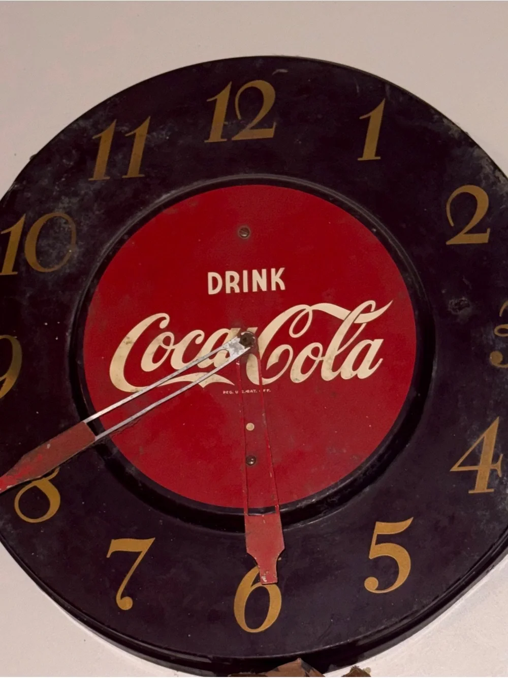 1950’s Coca Cola Clock with Gold Numerals